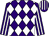 Purple and white diamonds, striped sleeves and cap (Mr Robert Houlton)