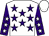 White, purple stars, purple sleeves, white stars and cap (Team Kraka)